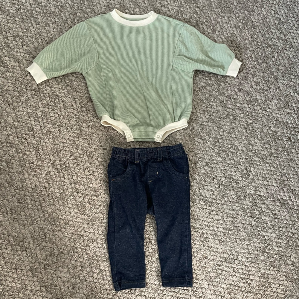 Cat & Jack Bubble onesie and pants 12M